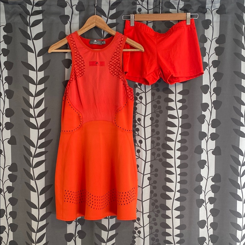 adidas Stella McCartney Barricade Orange Athletic Dress and Shorts Set